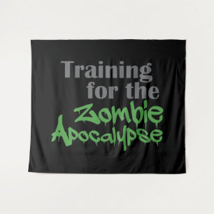 Training für das Funny Workout der Zombie-Apokalyp Wandteppich
