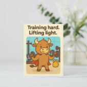 Training Hard Bullio Postcard - Funny Gym Spaß Postkarte (Stehend Vorderseite)