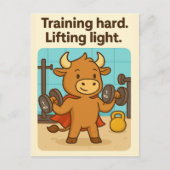 Training Hard Bullio Postcard - Funny Gym Spaß Postkarte (Vorderseite)