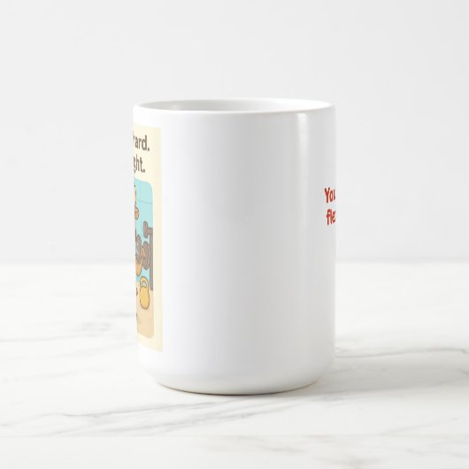 Training Hard. Licht heben. Bullio Cartoon Desig Kaffeetasse (Mittel)