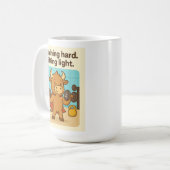 Training Hard. Licht heben. Bullio Cartoon Desig Kaffeetasse (Vorderseite Links)