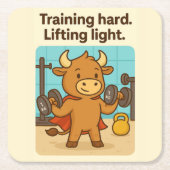 Training Hard, Lifting Light - Funny Bullio Gym Co Rechteckiger Pappuntersetzer (Vorderseite)
