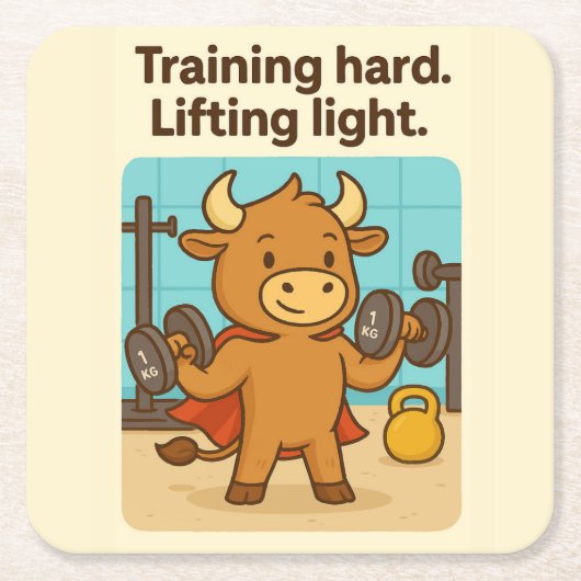 Training Hard, Lifting Light - Funny Bullio Gym Co Rechteckiger Pappuntersetzer (Vorderseite)