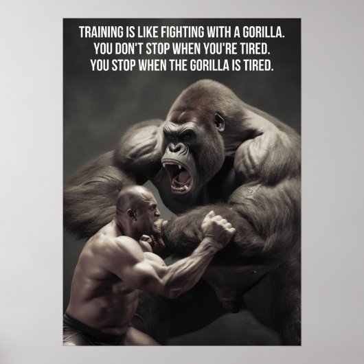 Training ist der leichte Kampf gegen einen Gorilla Poster (Vorne)
