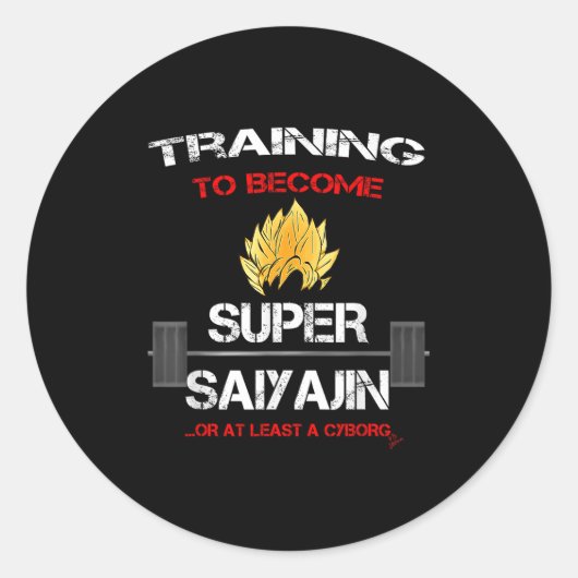 Training To Become A Super Saiyajin - Fun Fitness  Runder Aufkleber (Vorderseite)