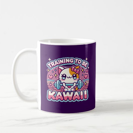 Training zu sein Kawaii - Niedliche Anime Gym Cat Kaffeetasse (Links)
