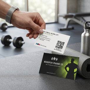 Trainings-Fitness-Coach   Schwarz-Weiß-Barcode Visitenkarte