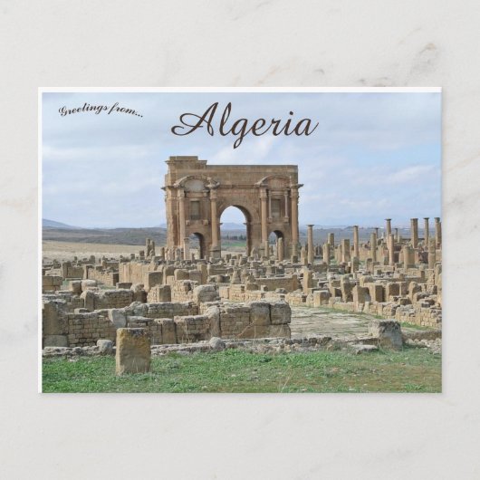 Trajans Arch in den Ruinen von Timgad Algerien Postkarte (Vorderseite)