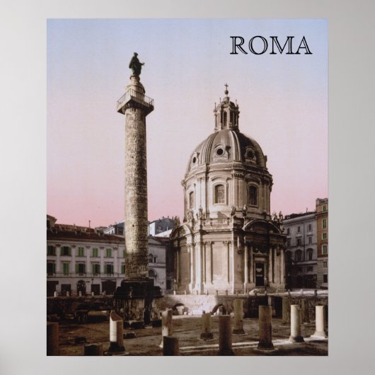 Trajans Säule in Rom (c. 1900) Poster (Vorne)