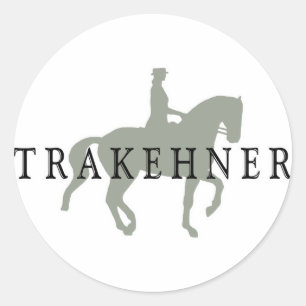 TRAKEHNER mit Dressage-Pferd u. Reiter Runder Aufkleber