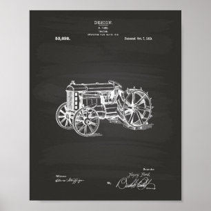 Traktor 1919 Chalkboard für Patentkunst Poster
