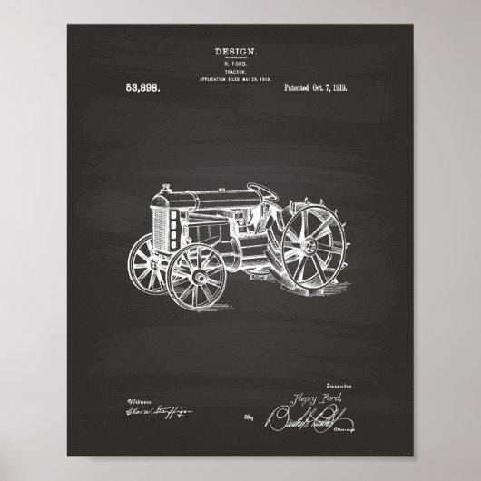 Traktor 1919 Chalkboard für Patentkunst Poster (Vorne)