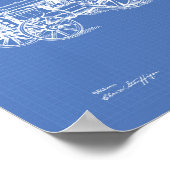 Traktor 1919 Patentart Blueprint Poster (Ecke)