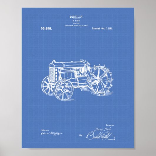 Traktor 1919 Patentart Blueprint Poster (Vorne)