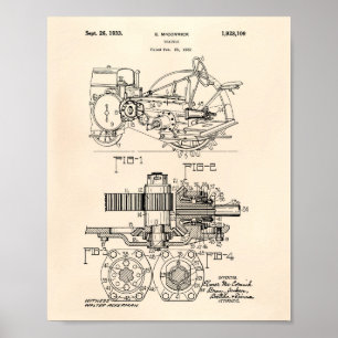 Traktor 1932 Patent Kunst Altpapier Poster