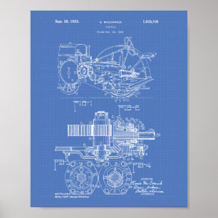 Traktor 1932 Patent Kunst Blaupause Poster