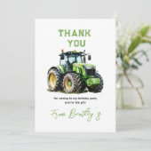 Traktor 1. Geburtstag Party Fun Farm Dankeskarte (Stehend Vorderseite)