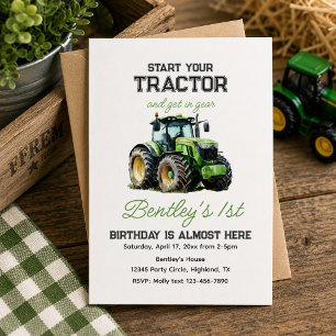 Traktor 1. Geburtstag Party Fun Farm Einladung