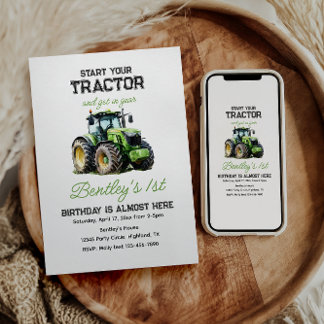 Traktor 1. Geburtstag Party Fun Farm Einladung