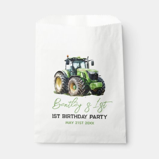 Traktor 1. Geburtstag Party Fun Farm Geschenktütchen (Vorderseite)