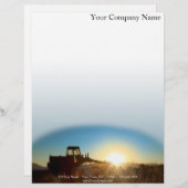 Traktor am Sonnenaufgang auf einem blauen Briefbogen (Vorne/Hinten)