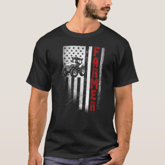 Traktor American Flag Farm Vintage Patriotische Fa T-Shirt