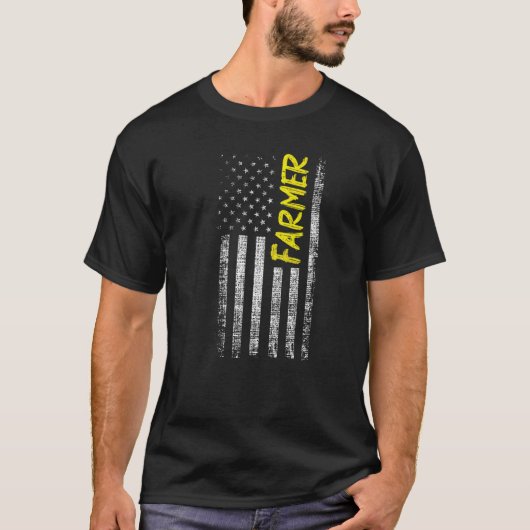 Traktor American US Flag Bauer Rancher Farm T-Shirt (Vorderseite)