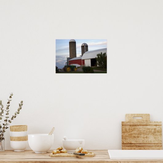 Traktor auf Bauernplakat Poster (Küche)