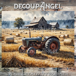 Traktor auf der Landschaft des Bauernhauses #1 - E Seidenpapier