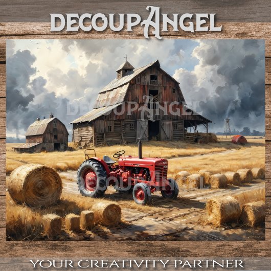 Traktor auf der Landschaft des landwirtschaftliche Seidenpapier