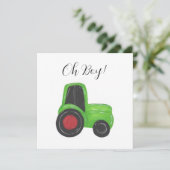 Traktor Baby Boy Dusche Einladung (Stehend Vorderseite)