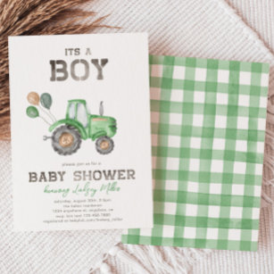 Traktor Baby Dusche Einladung   Grüner Traktor