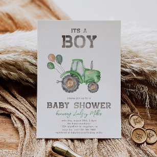 Traktor Baby Dusche Einladung   Grüner Traktor