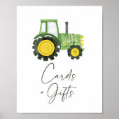 Traktor Babyduschkarten und Geschenkschild Poster (Vorne)