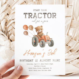 Traktor Bären Einladungen zum Geburtstag   Zugmasc