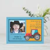 Traktor-Bauernhof-Fahrzeug-Foto-Einladung Einladung (Stehend Vorderseite)