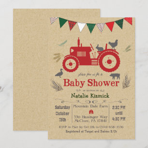 Traktor Bauernhof Tier Baby Shower Einladung