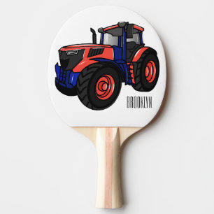 Traktor Cartoon-Illustration  Tischtennis Schläger
