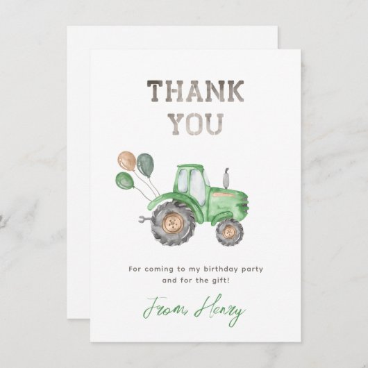 Traktor Danke Karte | Traktor Vielen Dank (Vorne/Hinten)