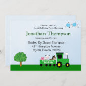 Traktor Einladungen zum Geburtstag (Vorne/Hinten)