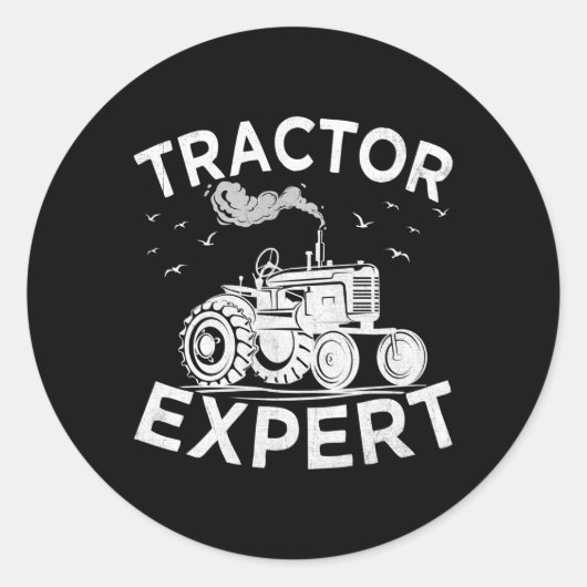 Traktor-Experte Traktoren Bauer Runder Aufkleber (Vorderseite)