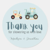 Traktor-Fahrer Bauernjunge Dusche danke Runder Aufkleber (Vorderseite)