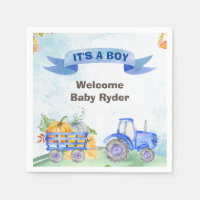 Traktor fallen Kürbis Aquarellblau Servietten