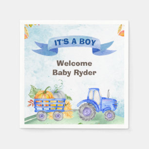 Traktor fallen Kürbis Aquarellblau Servietten