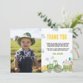 Traktor Farm Animal Birthday Foto Danke Karte (Stehend Vorderseite)