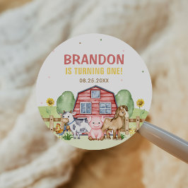 Traktor Farm Animes 1. Geburtstag Runder Aufkleber