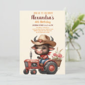 Traktor Farm Birthday Party Tiere Einladung (Stehend Vorderseite)