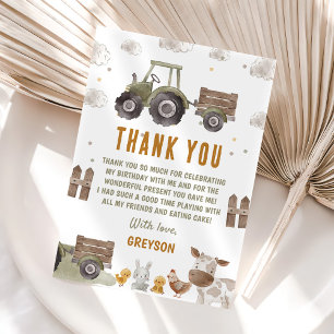 Traktor Farm Geburtstag Dankeskarte