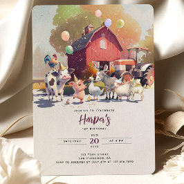 Traktor Farm Geburtstagspartei Tiere Stall Einladung