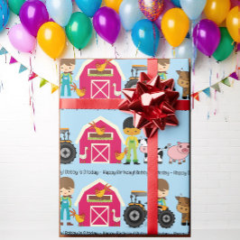 Traktor für Landtiere, das Alter des Namens des Ki Geschenkpapier